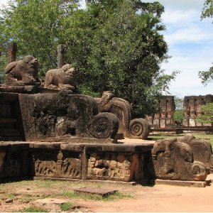Polonnaruwa Makara Ballustrade mit Löwen